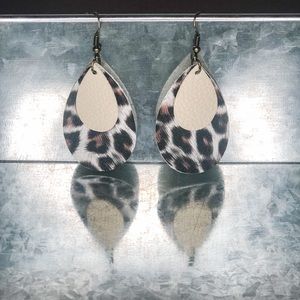 2” Tear Drop Faux Leather Earrings